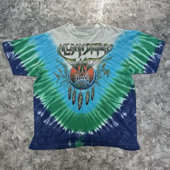 Vintage Allman Brothers Band Tour Concert T-Shirt XL Tie Dye All Over Design - Picture 1 of 8